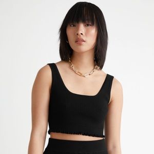 & Other Stories Knit Ruffle Crop Top